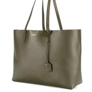 ***SOLD***Saint Laurent Large Leather Shopper Tote in Khaki